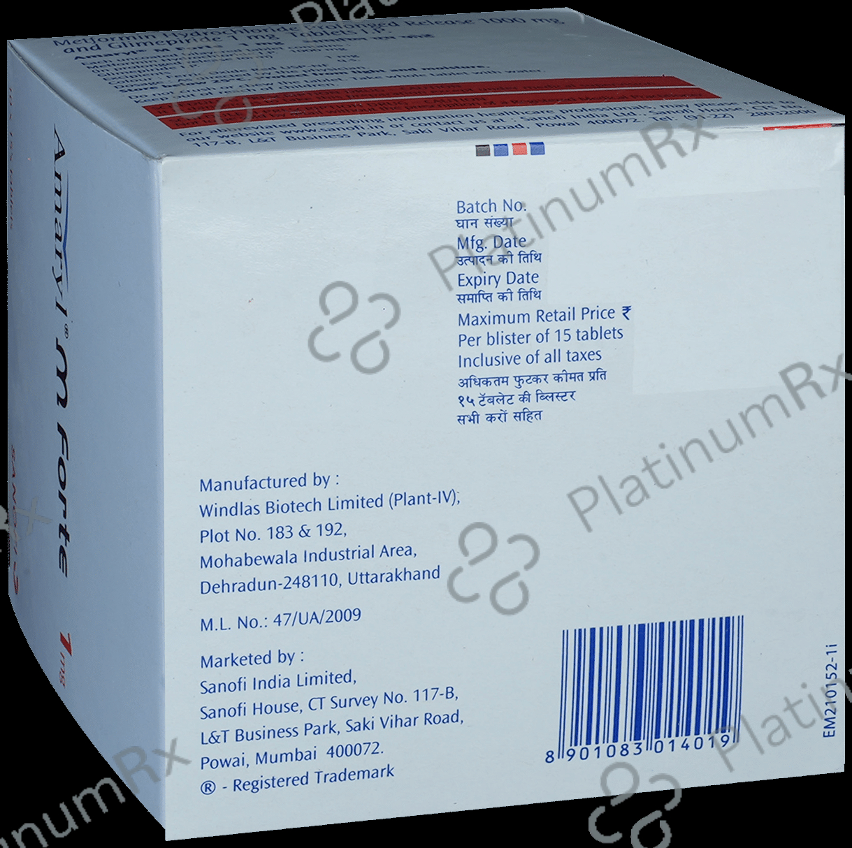 Amaryl M Forte 1/1000mg Tablet PR 15s