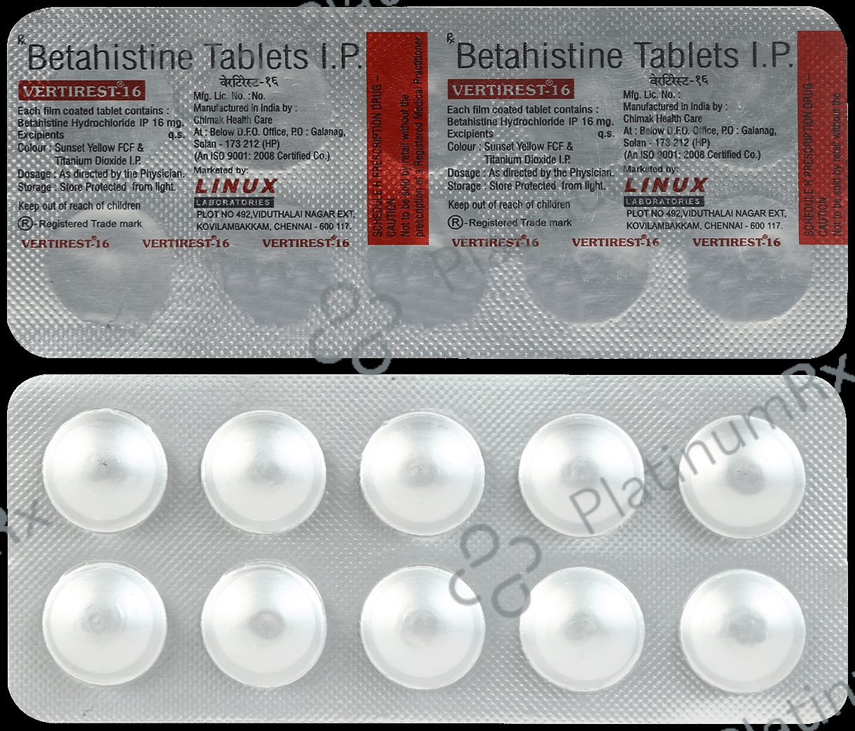 Vertirest 16mg Tablet 10s