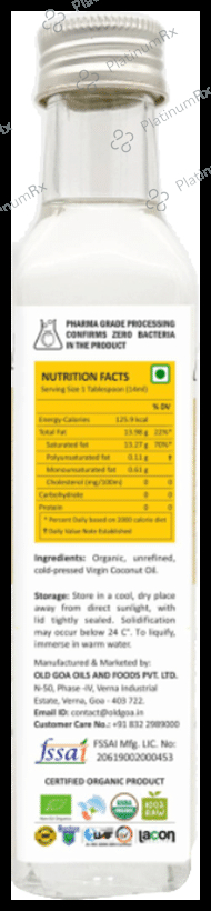 Old Goa 100% Natural & Organic First Extract & Cold Pressed Extra Virgin Coconut Oil 250 ml