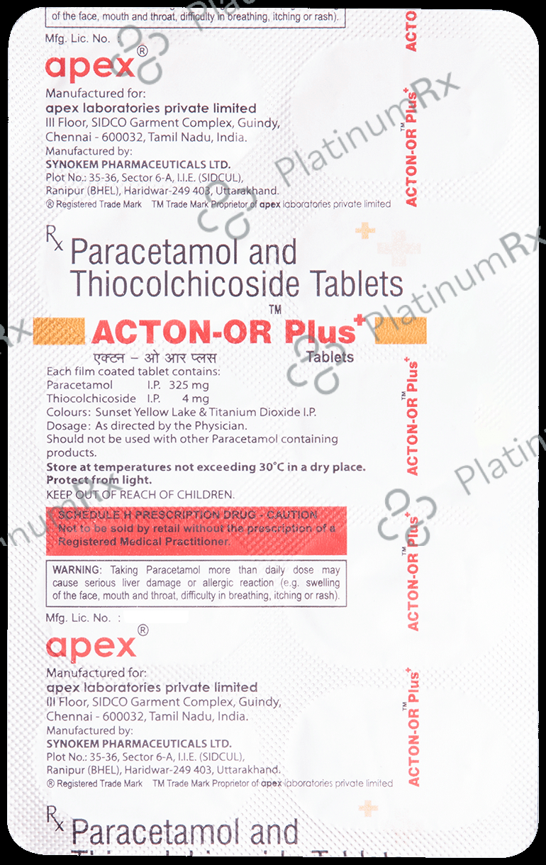 Acton OR Plus Plus 325/4mg Tablet 10s