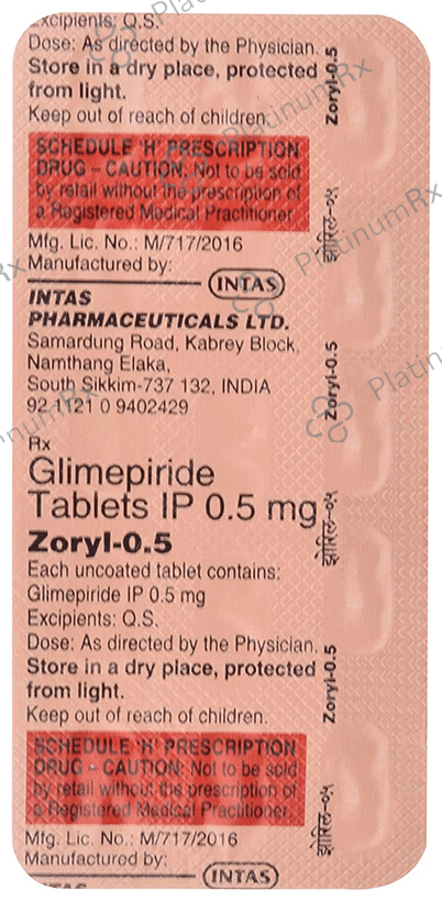 Zoryl 0.5mg Tablet 15s