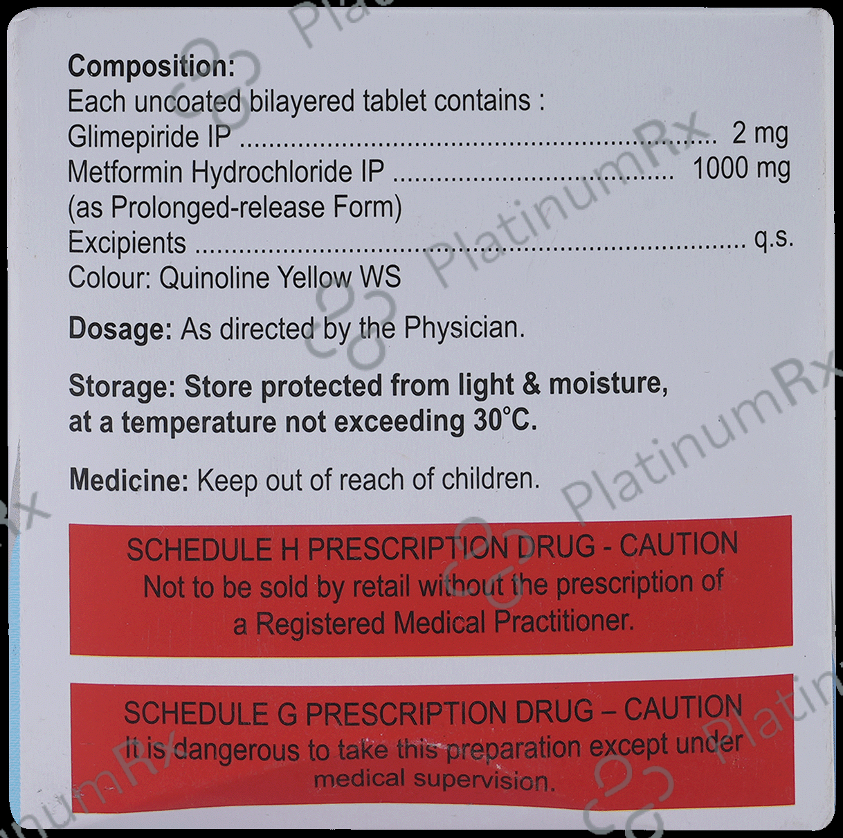 Walaphage G2 Forte 2mg/1000mg Tablet