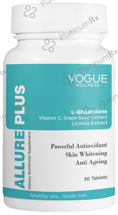 Vogue Wellness Allure Plus with Glutathione & Vitamin C - Tablet for Skin & Antioxidant Support 3 bottles