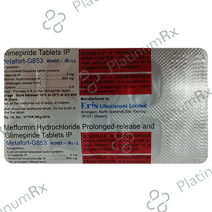 Metafort G 3/850mg Tablet PR 10s