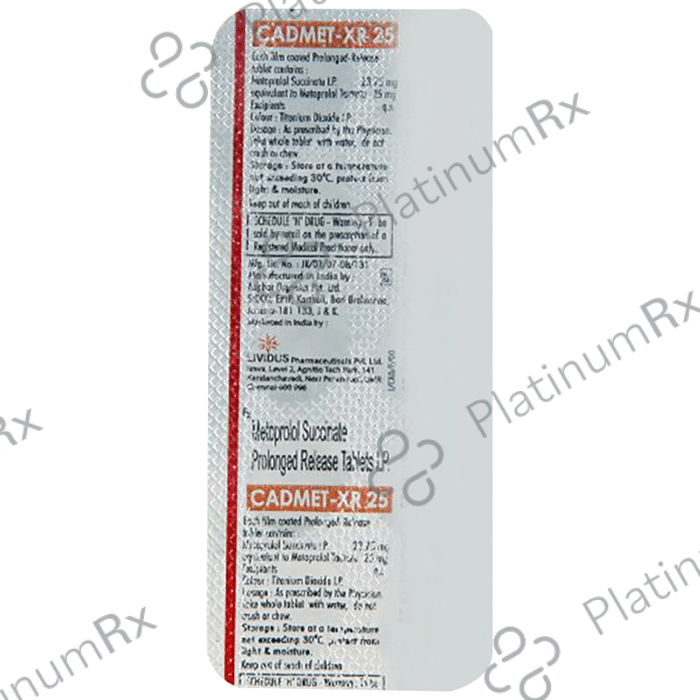 Cadmet 25mg Tablet XR