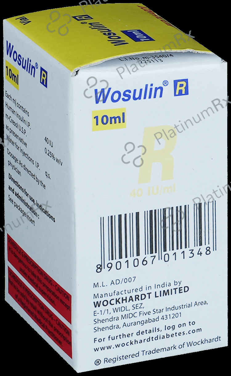 Wosulin-R (40 IU/ml) (1*10ml Vial)