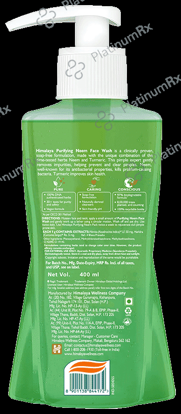 Himalaya Herbals Purifying Neem Face Wash - For Acne & Pimple Relief 400 ml