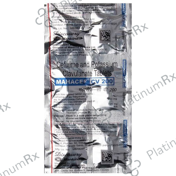 Mahacef CV 200 200/125mg Tablet 6s
