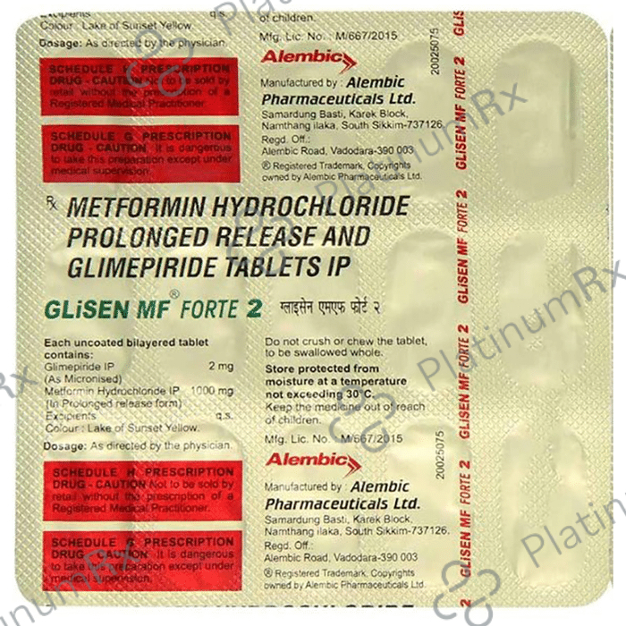 Glisen MF Forte 2/1000mg Tablet PR 15s