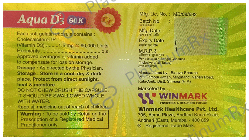 Aqua D3 60K Soft Gelatin Capsule
