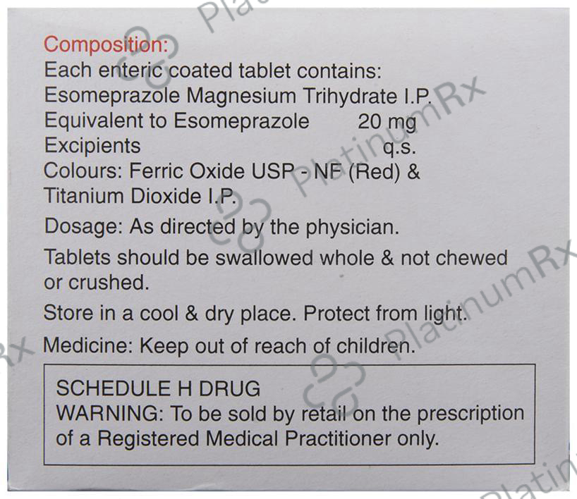 Esoz 20mg Tablet 15s