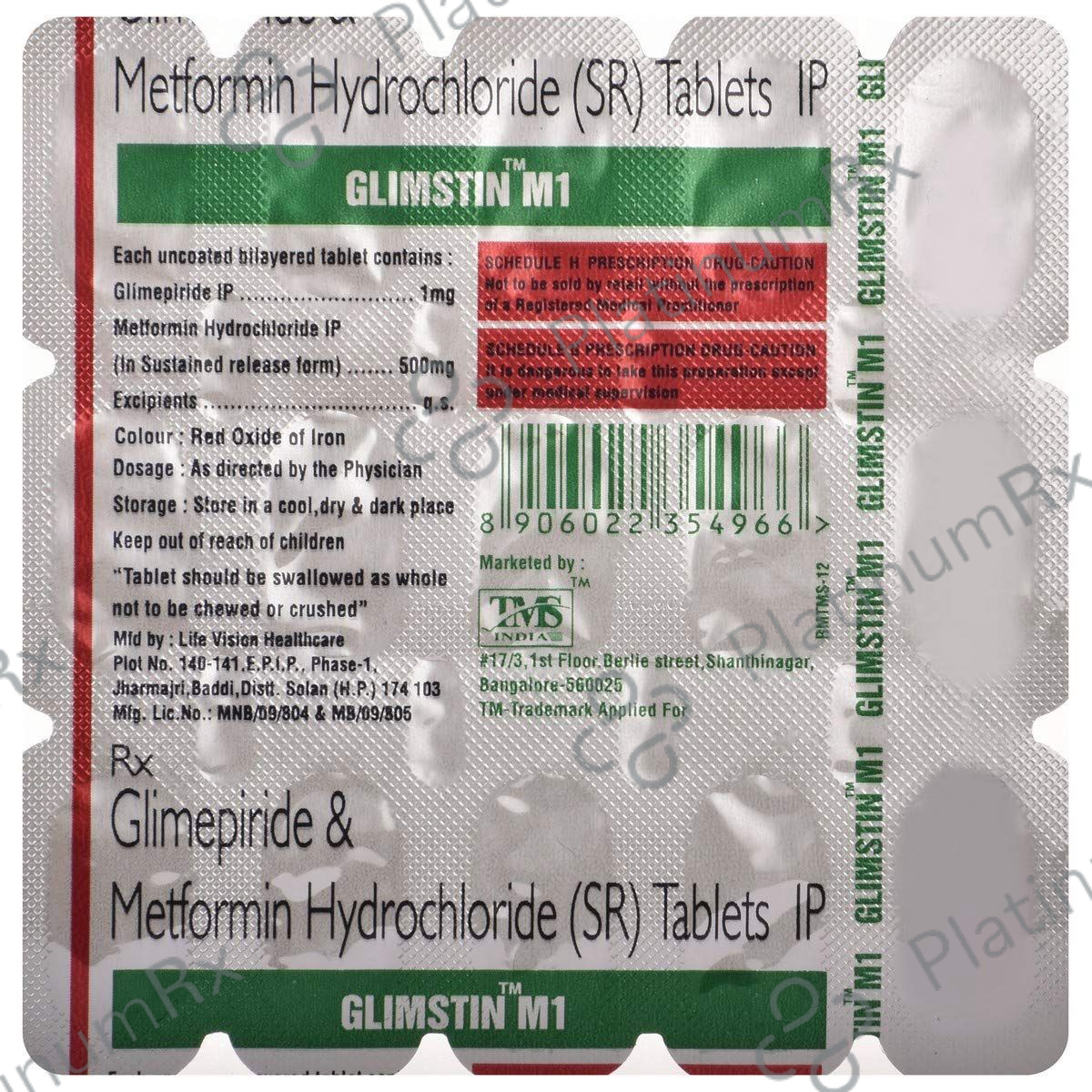 Glimstin M1 1/500mg Tablet SR 15s