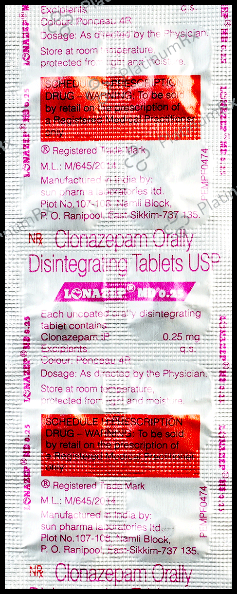 Lonazep 0.25mg Tablet MD