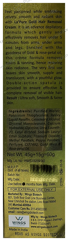 Wings Gold Hair Removal Cream (60gm Each)