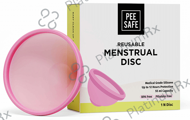 Pee Safe Reusable Menstrual Disc 55ml with Spandex Storage Pouch 1 Pack