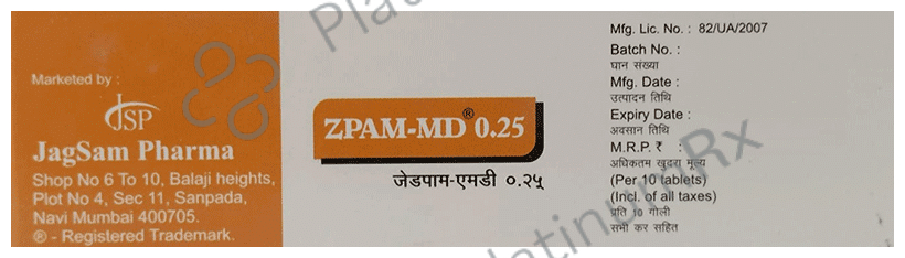 Zpam Beta 0.25mg/10mg Tablet