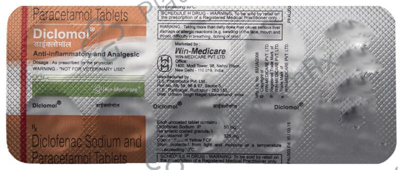 Diclomol 50/325mg Tablet 10s