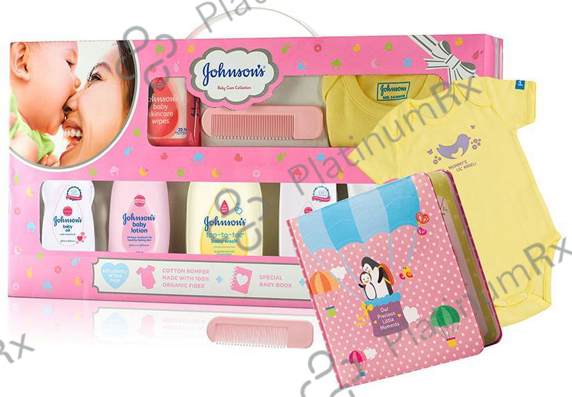 Johnson's Baby Care Collection Gift Box with Organic Cotton Bib - 10 Gift Items