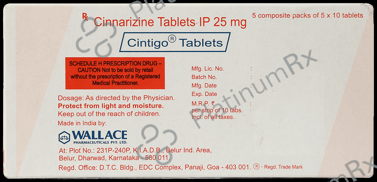 Cintigo 25mg Tablet 10s