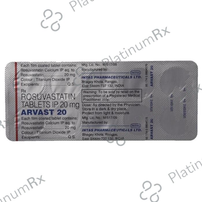 Arvast 20mg Tablet 10s