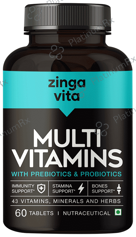 Zingavita Multi Vitamins with Probiotics & Prebiotics - For Immunity, Stamina, Bones & Gut Health -