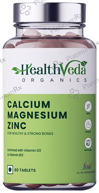 Health Veda Organics Calcium Magnesium Zinc - With Vitamin D3 & B12 for Bones - Tablet