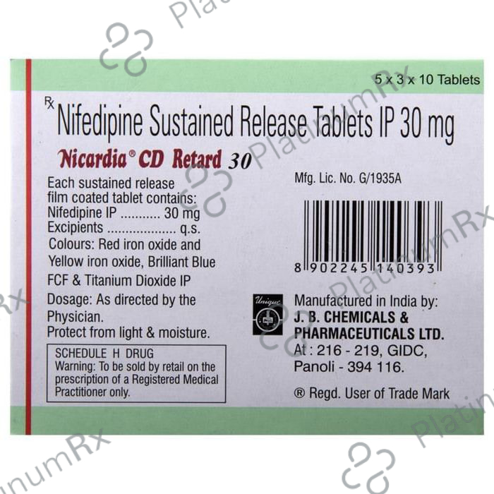 Nicardia CD Retard 30mg Tablet SR 10s