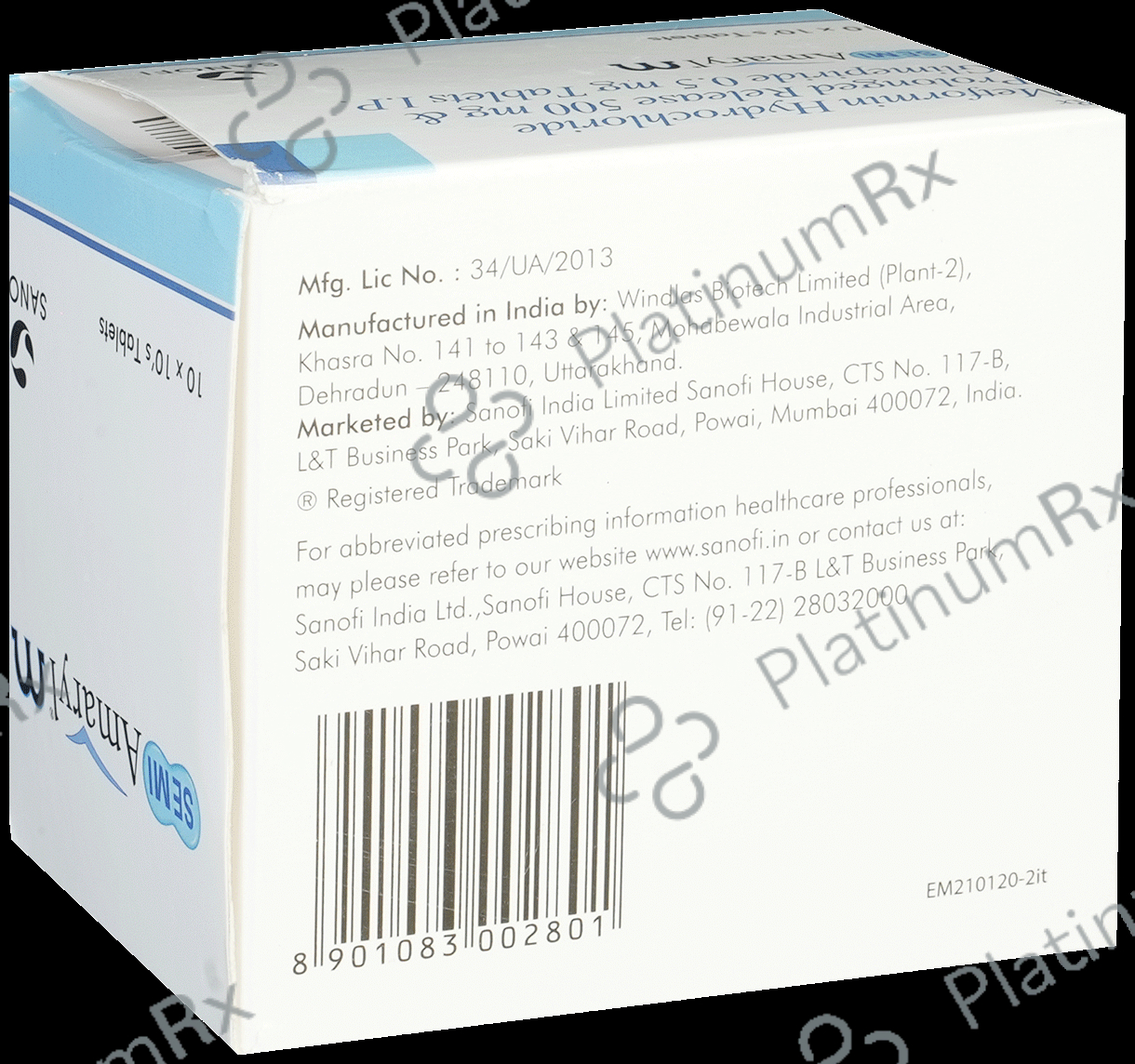 Semi Amaryl M 0.5/500mg Tablet PR 10s