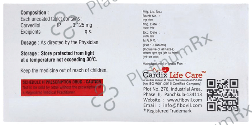Carverix 3.125mg Tablet