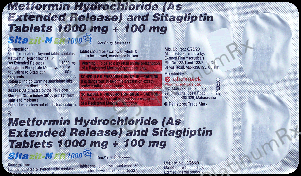 Sitazit M ER 1000/100mg Tablet 10s