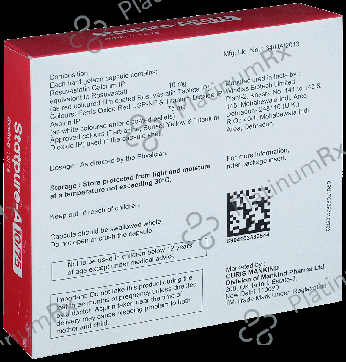 Statpure A 10/75mg Capsule 15s