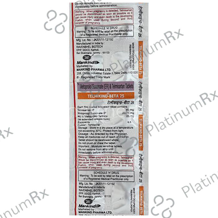 Telmikind Beta 40/25mg Tablet ER 10s