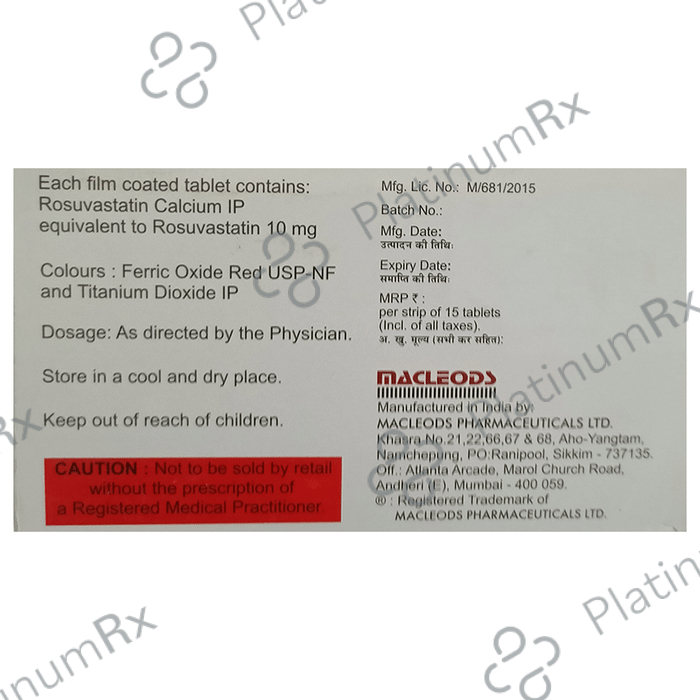 Rozustat 10mg Tablet 15s