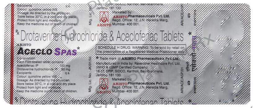 Aceclo Spas 100/80mg Tablet 10s