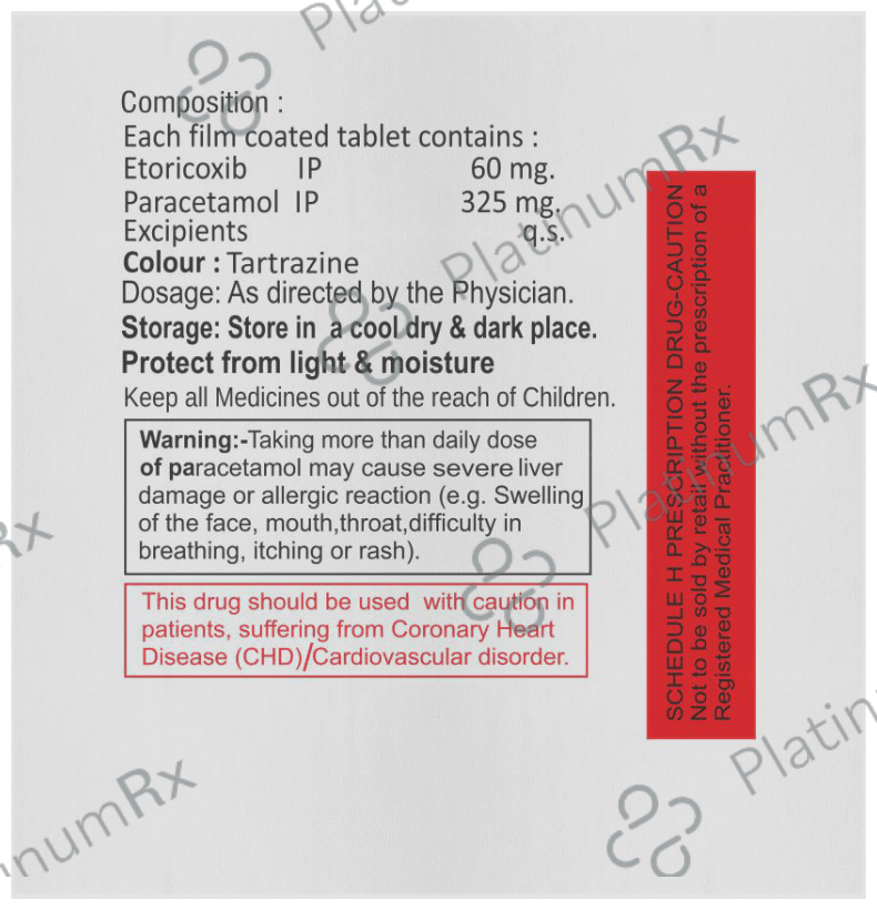 Etovax P 60mg/325mg Tablet
