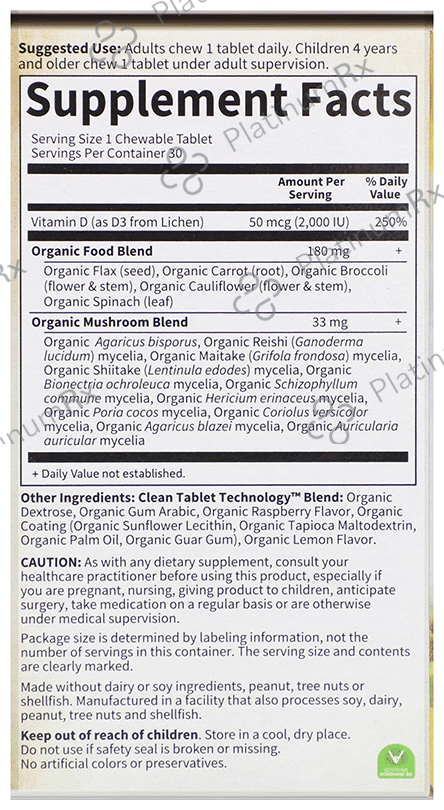 Garden of Life Mykind Organics Vegan D3 2000IU Raspberry Lemonade Chewable Tablet 30s