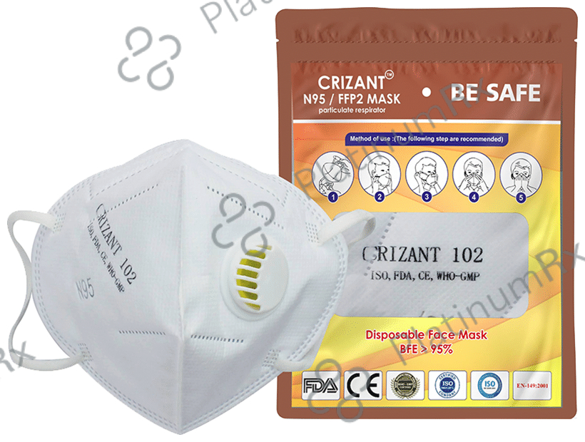 Crizant 102 N95 FFP2 Niosh Standard Mask with Exhalation Valve 10 masks
