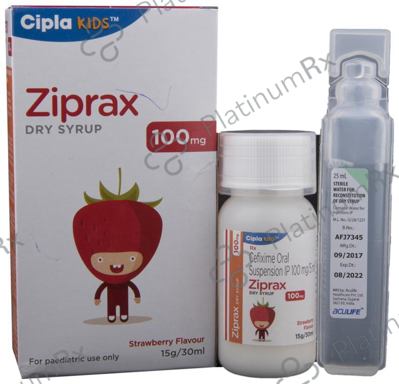 Ziprax 100mg Dry Syrup Strawberry 30ml