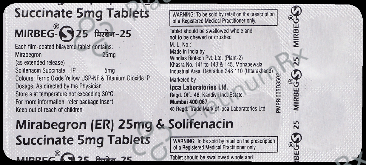 Mirbeg S 25/5mg Tablet ER 10s