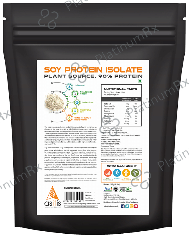 AS-IT-IS Nutrition Soy Protein Isolate 500 gm