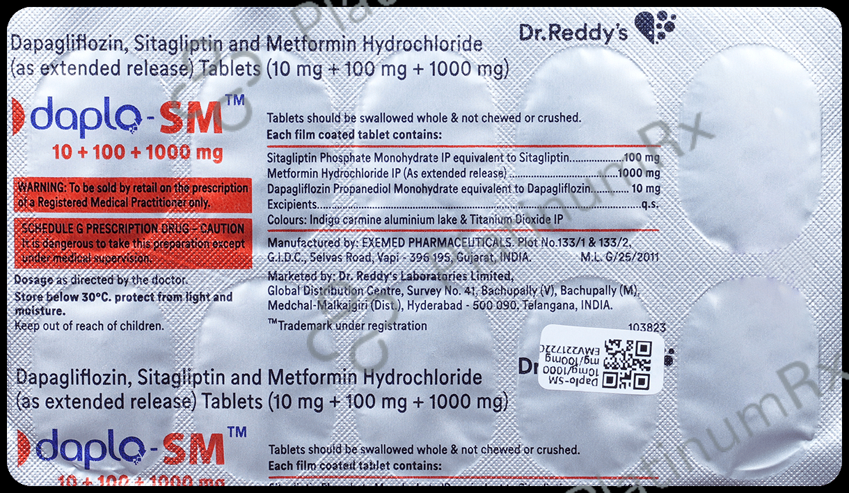Daplo SM 10/1000/100mg Tablet ER 10s
