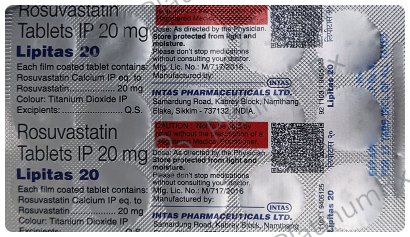 Lipitas 20mg Tablet 15s