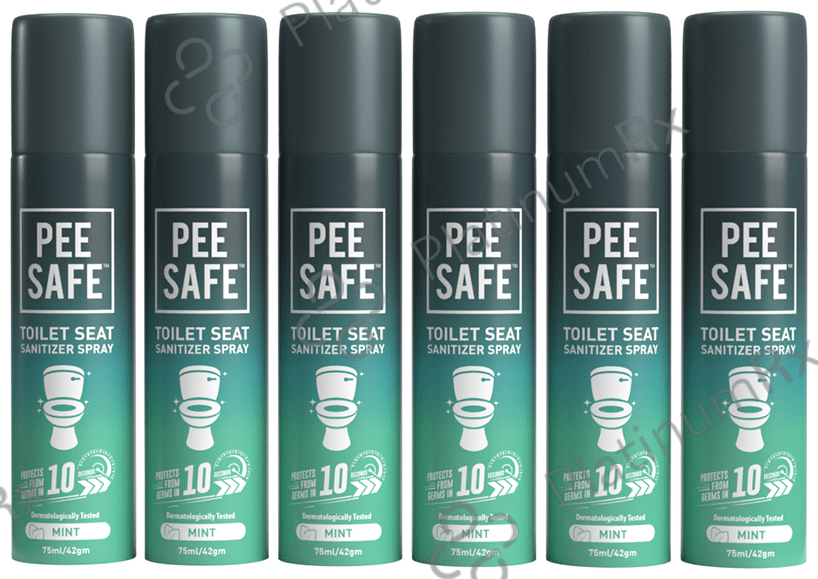 Pee Safe Toilet Seat Sanitizer Spray (75ml Each) Mint 6 bottles