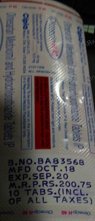Olvance H 40/12.5mg Tablet 10s