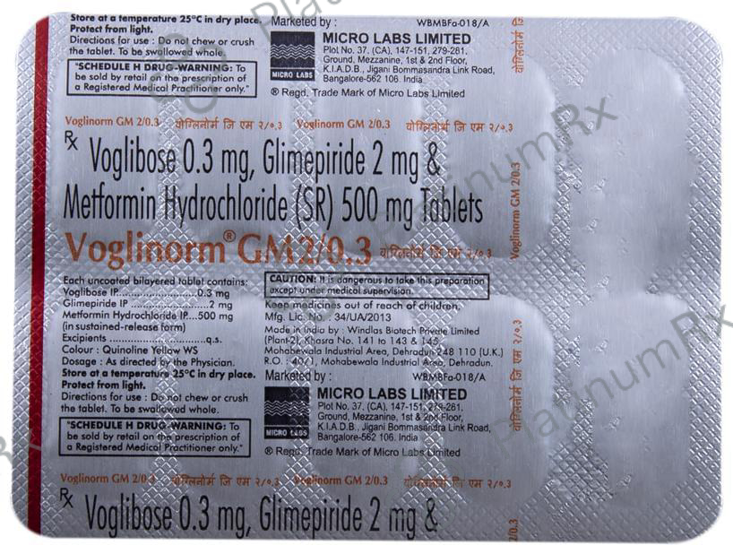 Voglinorm GM 2/0.3 2/500/0.3mg Tablet SR 10s