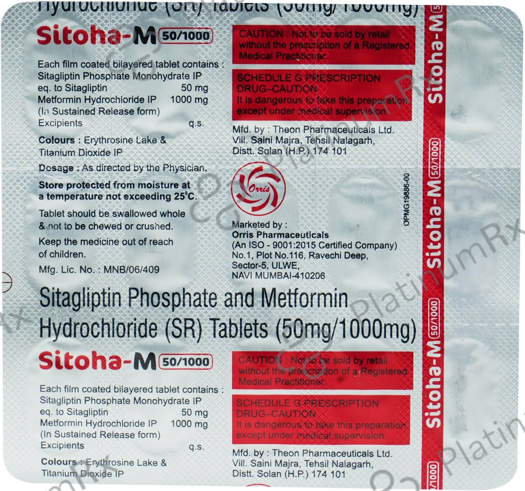 Sitoha M 500/100mg Tablet 15s