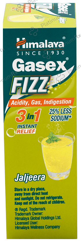 Himalaya Gasex Fizz - - Digestive Wellness- Provides Relief from Acidity & Gas (5gm Each) Jaljeera 6 Sachets