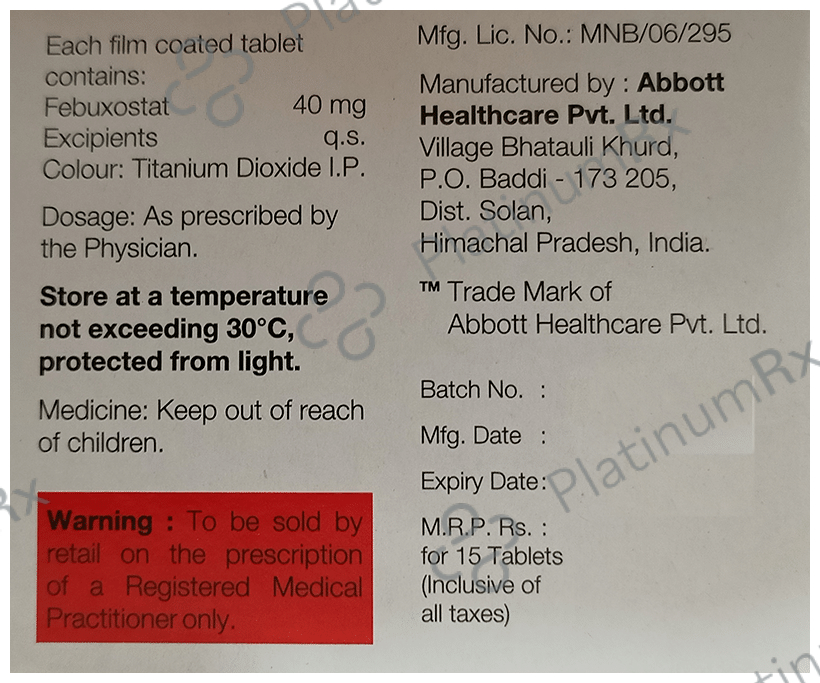 Febustat 40mg Tablet 15s