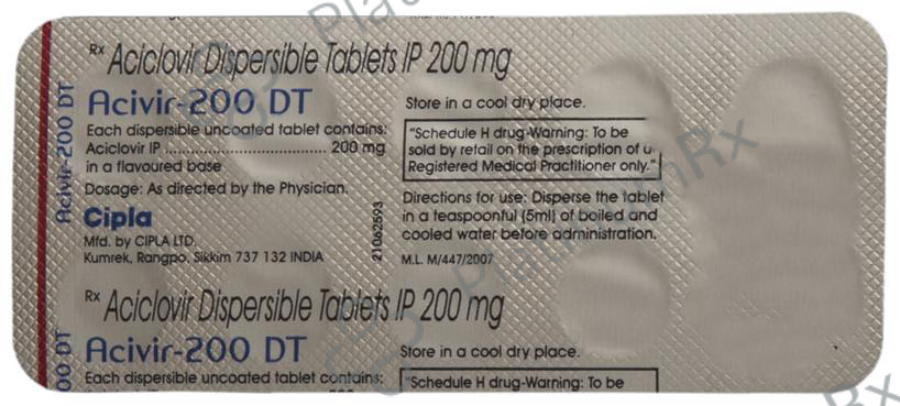 Acivir 200mg DT Tablet 10s