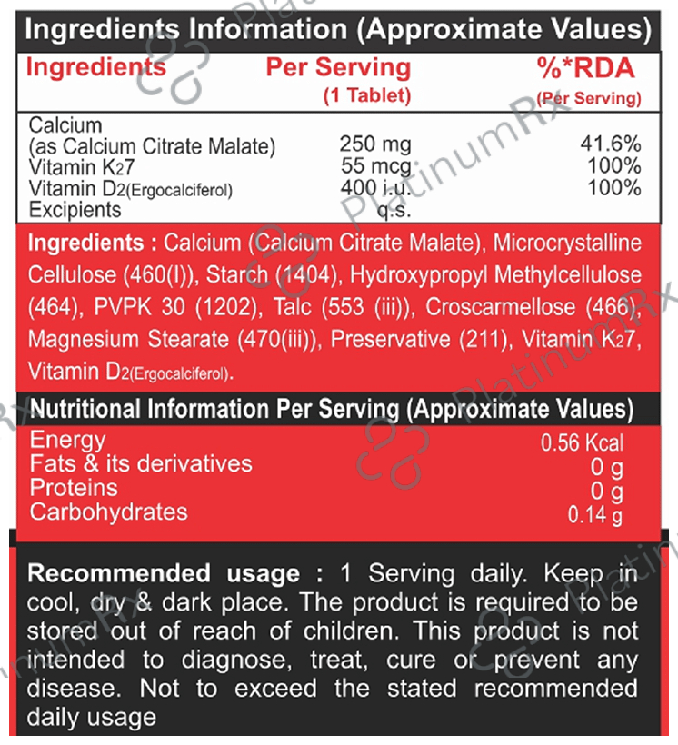 Pharmgrade CCM Calcium Citrate Malate Tablet